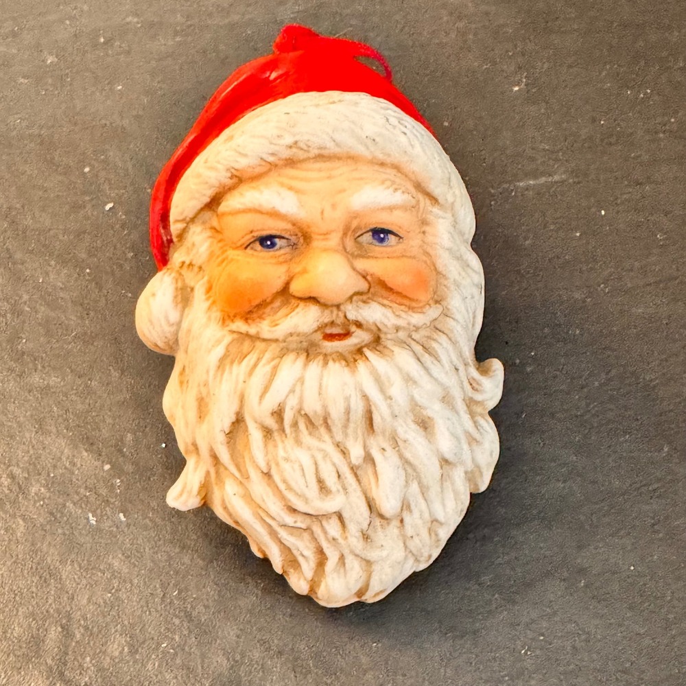 Midwest of Cannon Falls Vintage Ceramic Santa‎ Head Ornament Red Hat White Beard